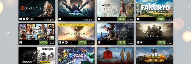 Gamla favoriter i topp när Valve sammanfattar Steam-året 2018