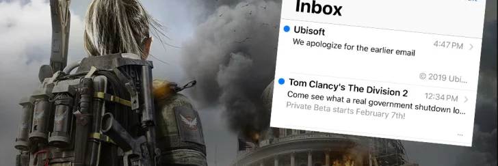 Ubisoft pudlar om The Division 2-mail, utlovade en "riktig government shutdown"