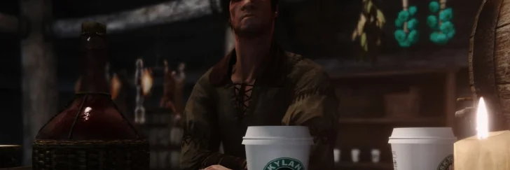 Såklart har Skyrim fått en mod med "Starbucks"-mugg i Game of Thrones-anda