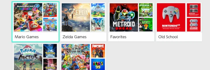 Nu kan man äntligen sortera sina spel i grupper på Nintendo Switch
