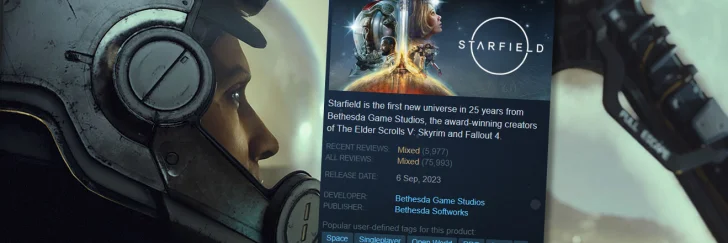 Starfield-omdömet faller på Steam, är nu "blandat"